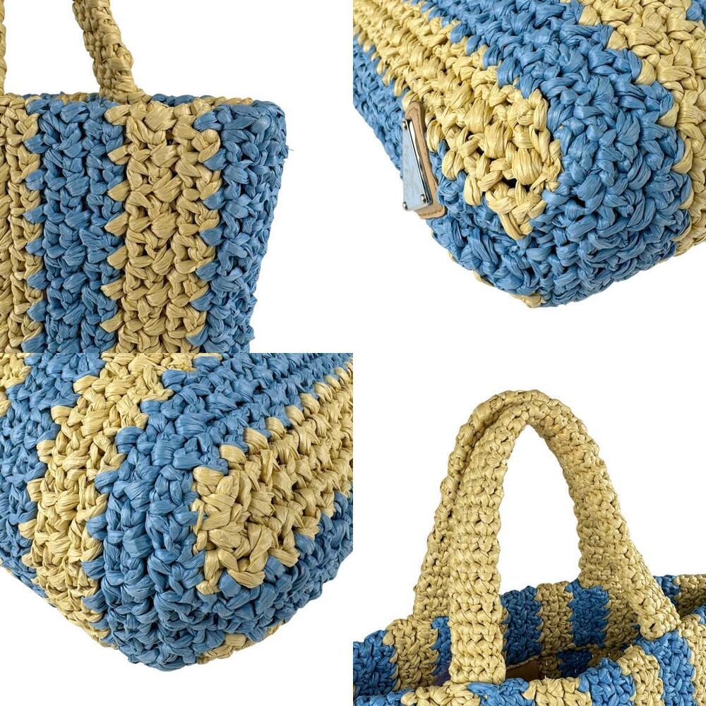 Prada handbag raffia blue - Picture 4 of 5